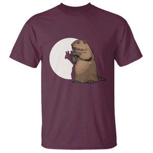 Groundhog Shadow Meteorlogy T Shirt Woodchuck Puppet Funny Gift TS02 Maroon Print Your Wear