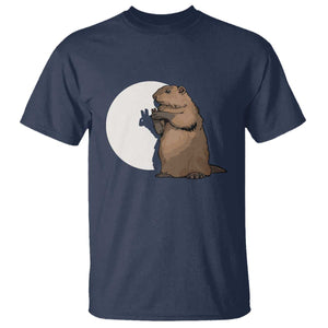 Groundhog Shadow Meteorlogy T Shirt Woodchuck Puppet Funny Gift TS02 Navy Print Your Wear