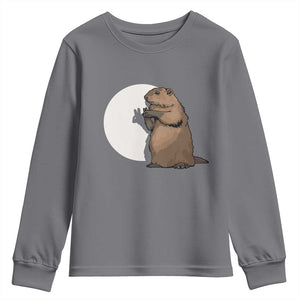 Groundhog Shadow Meteorlogy Youth Sweatshirt Woodchuck Puppet Funny Gift TS02 Charcoal Print Your Wear