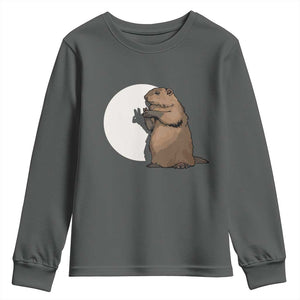 Groundhog Shadow Meteorlogy Youth Sweatshirt Woodchuck Puppet Funny Gift TS02 Dark Heather Print Your Wear