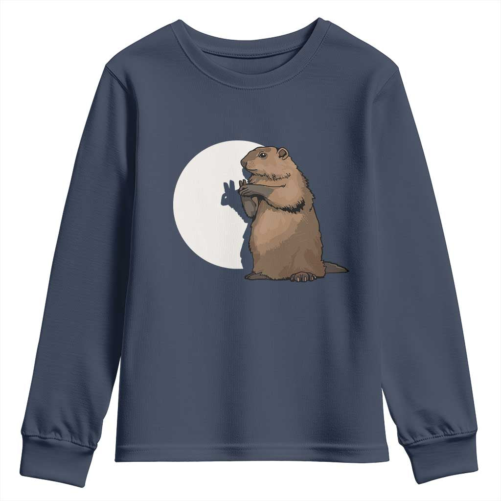 Groundhog Shadow Meteorlogy Youth Sweatshirt Woodchuck Puppet Funny Gift TS02 Navy Print Your Wear