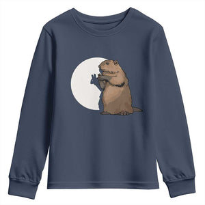 Groundhog Shadow Meteorlogy Youth Sweatshirt Woodchuck Puppet Funny Gift TS02 Navy Print Your Wear