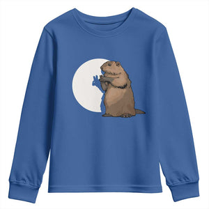 Groundhog Shadow Meteorlogy Youth Sweatshirt Woodchuck Puppet Funny Gift TS02 Royal Blue Print Your Wear
