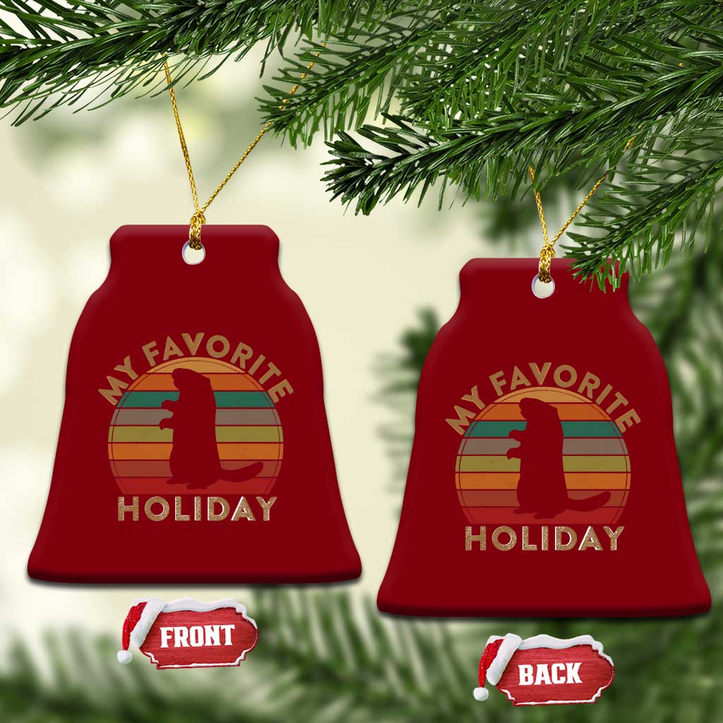Groundhog Day Ceramic Ornament My Favorite Holiday Ground Hog Shadow Retro Sunset TS02 Print Your Wear