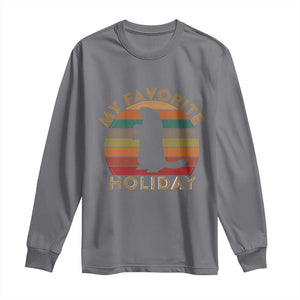 Groundhog Day Long Sleeve Shirt My Favorite Holiday Ground Hog Shadow Retro Sunset TS02 Charcoal Print Your Wear