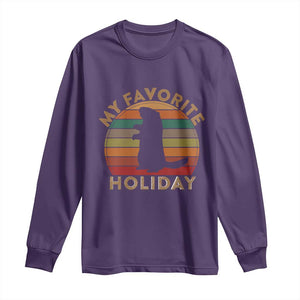 Groundhog Day Long Sleeve Shirt My Favorite Holiday Ground Hog Shadow Retro Sunset TS02 Purple Print Your Wear