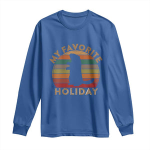 Groundhog Day Long Sleeve Shirt My Favorite Holiday Ground Hog Shadow Retro Sunset TS02 Royal Blue Print Your Wear