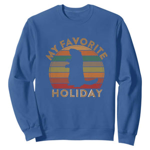 Groundhog Day Sweatshirt My Favorite Holiday Ground Hog Shadow Retro Sunset TS02 Royal Blue Print Your Wear