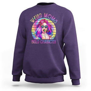 Weird Moms Build Character Sweatshirt Cool Mom Tie Dye Hippie Mother's Day TS02 Purple Printyourwear