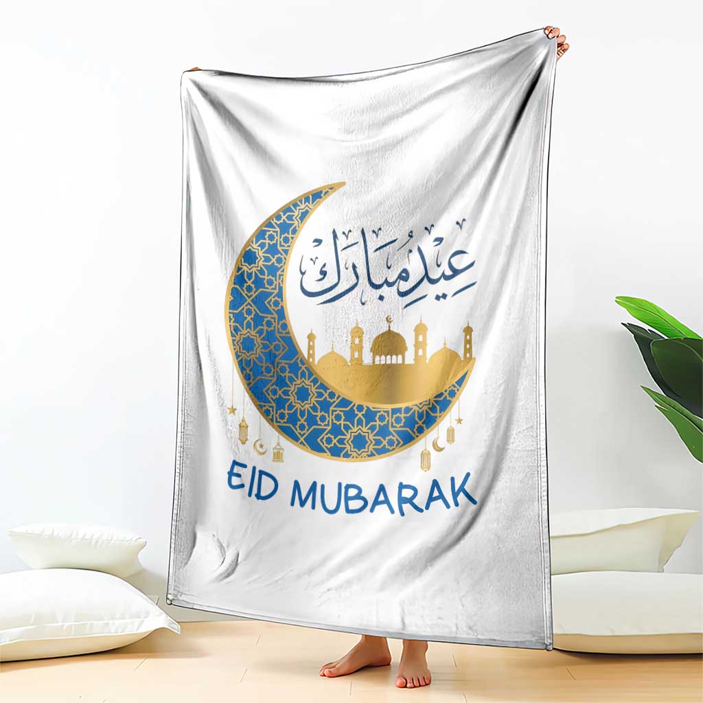 Eid Mubarak Crescent Moon Mosque Throw Blanket Arabic Calligraphy Islamic Celebration Gift TS02 Print Your Wear