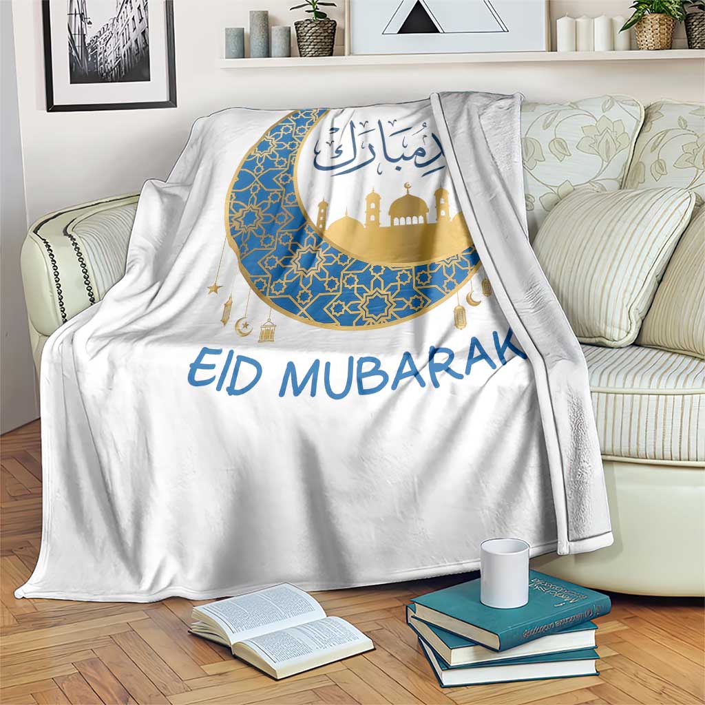 Eid Mubarak Crescent Moon Mosque Throw Blanket Arabic Calligraphy Islamic Celebration Gift TS02 Print Your Wear