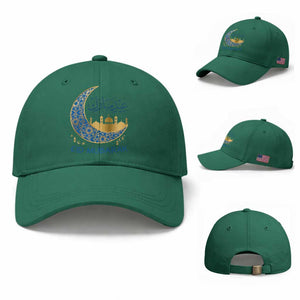 Eid Mubarak Crescent Moon Mosque Baseball Cap Arabic Calligraphy Islamic Celebration Gift TS02 Baseball Cap Universal Fit Irish Green Print Your Wear