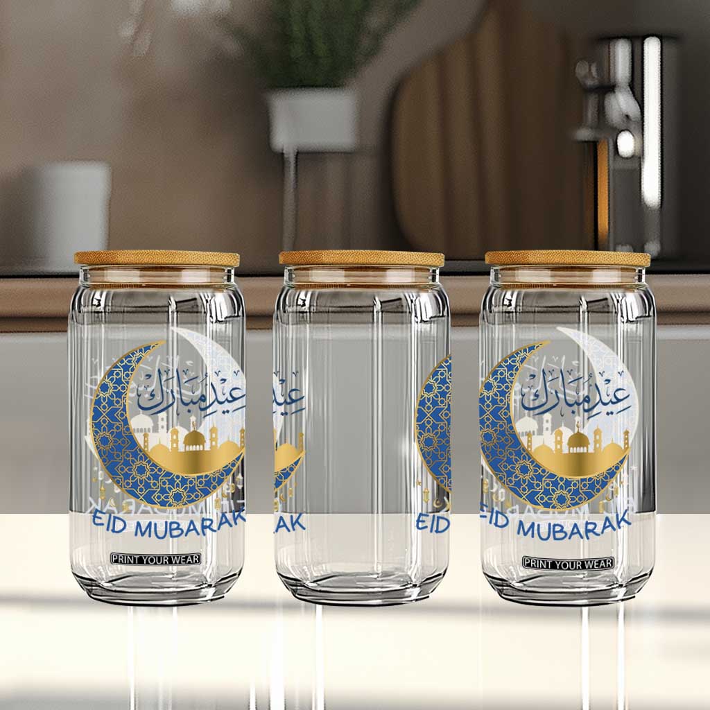 Eid Mubarak Crescent Moon Mosque Glass Can Arabic Calligraphy Islamic Celebration Gift TS02 Print Your Wear