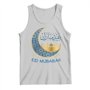 Eid Mubarak Crescent Moon Mosque Tank Top Arabic Calligraphy Islamic Celebration Gift TS02 Ash Print Your Wear