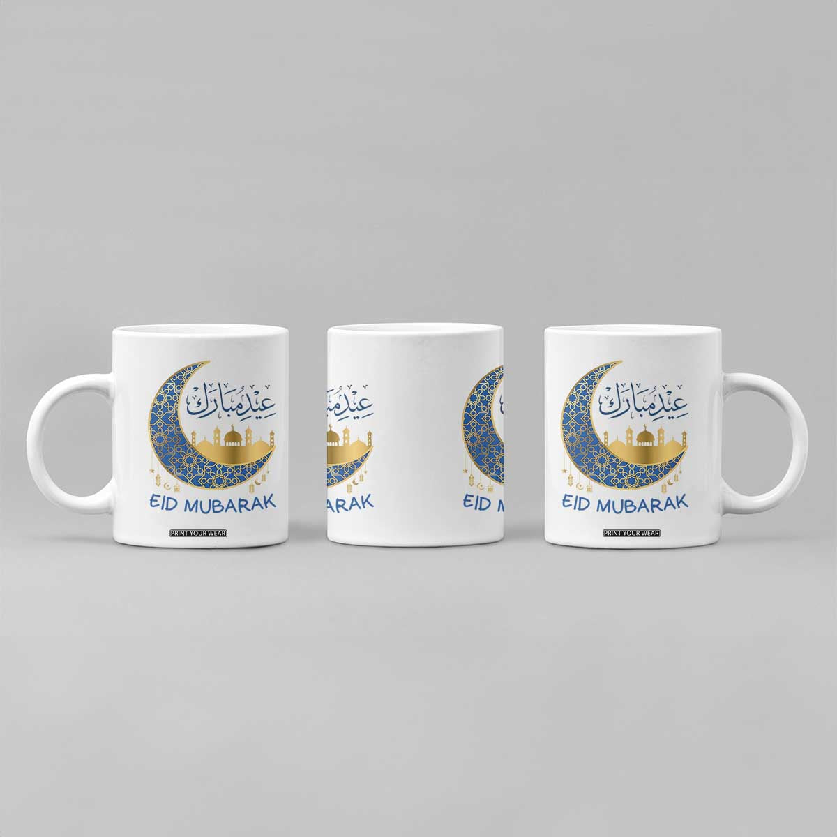 Eid Mubarak Crescent Moon Mosque Coffee Mug Arabic Calligraphy Islamic Celebration Gift TS02 Print Your Wear