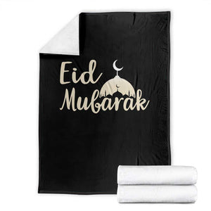 Eid Mubarak Mosque Silhouette Throw Blanket Islamic Holiday Celebration TS02 Black Print Your Wear