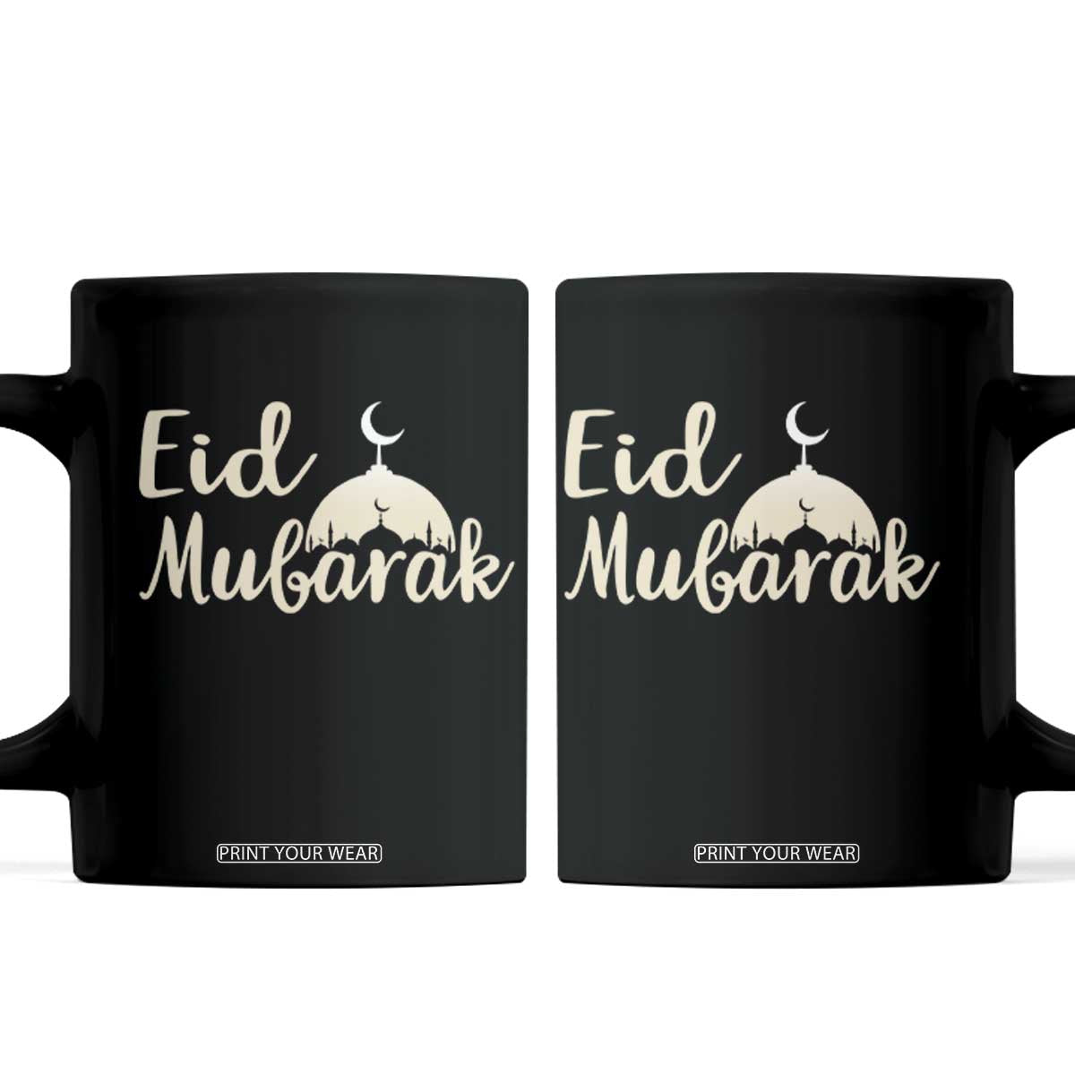 Eid Mubarak Mosque Silhouette Coffee Mug Islamic Holiday Celebration TS02 Black Print Your Wear