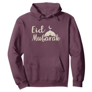 Eid Mubarak Mosque Silhouette Hoodie Islamic Holiday Celebration TS02 Maroon Print Your Wear