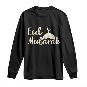 Eid Mubarak Mosque Silhouette Long Sleeve Shirt Islamic Holiday Celebration TS02 Black Print Your Wear