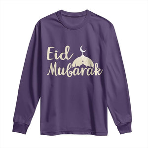 Eid Mubarak Mosque Silhouette Long Sleeve Shirt Islamic Holiday Celebration TS02 Purple Print Your Wear