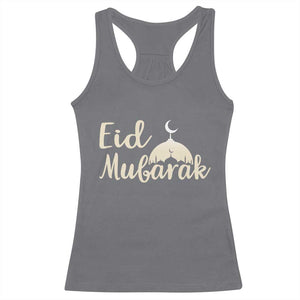 Eid Mubarak Mosque Silhouette Racerback Tank Top Islamic Holiday Celebration TS02 Charcoal Print Your Wear