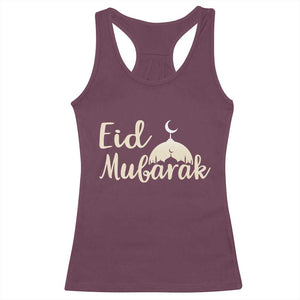 Eid Mubarak Mosque Silhouette Racerback Tank Top Islamic Holiday Celebration TS02 Maroon Print Your Wear