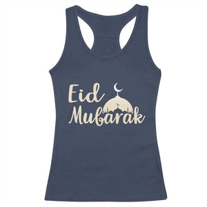 Eid Mubarak Mosque Silhouette Racerback Tank Top Islamic Holiday Celebration TS02 Navy Print Your Wear