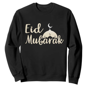 Eid Mubarak Mosque Silhouette Sweatshirt Islamic Holiday Celebration TS02 Black Print Your Wear