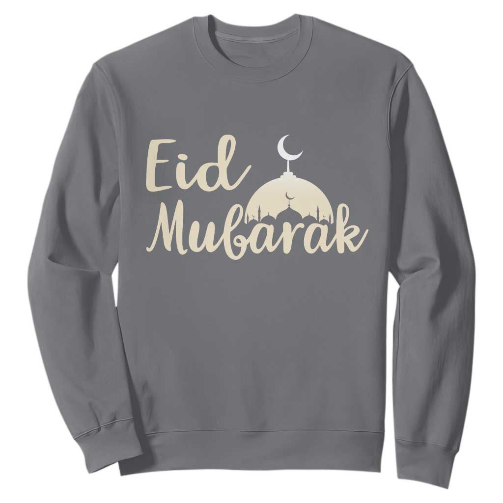 Eid Mubarak Mosque Silhouette Sweatshirt Islamic Holiday Celebration TS02 Charcoal Print Your Wear