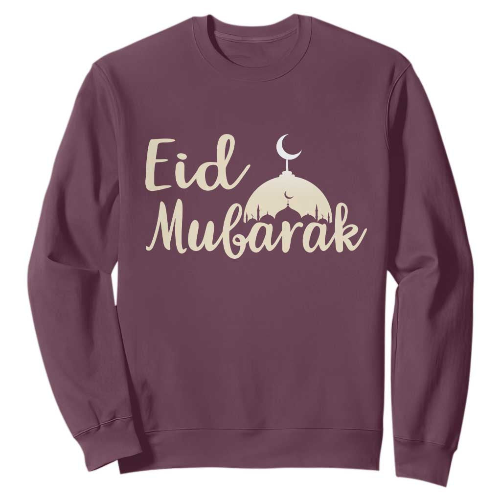 Eid Mubarak Mosque Silhouette Sweatshirt Islamic Holiday Celebration TS02 Maroon Print Your Wear