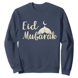 Eid Mubarak Mosque Silhouette Sweatshirt Islamic Holiday Celebration TS02 Navy Print Your Wear