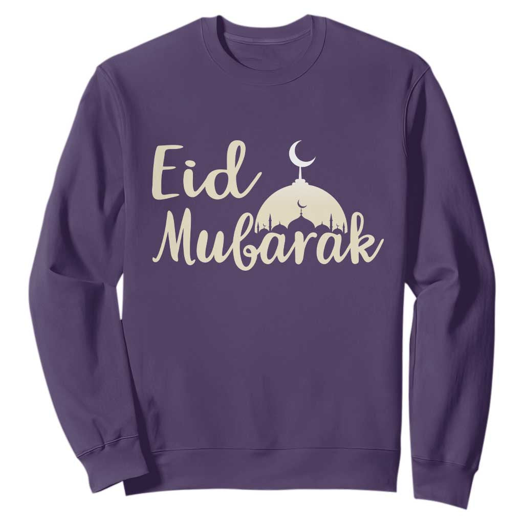 Eid Mubarak Mosque Silhouette Sweatshirt Islamic Holiday Celebration TS02 Purple Print Your Wear