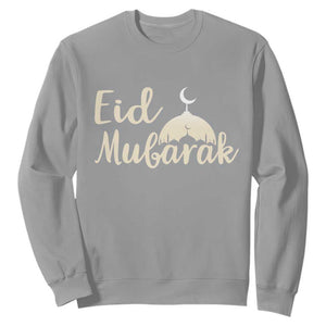 Eid Mubarak Mosque Silhouette Sweatshirt Islamic Holiday Celebration TS02 Sport Gray Print Your Wear