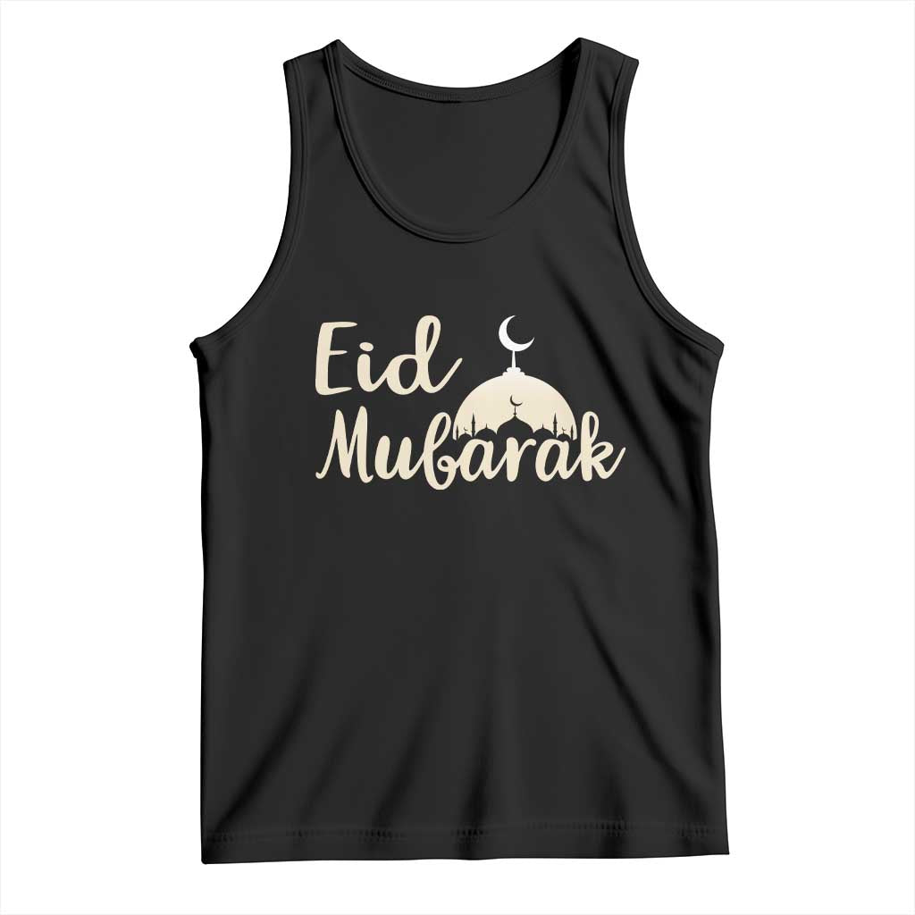 Eid Mubarak Mosque Silhouette Tank Top Islamic Holiday Celebration TS02 Black Print Your Wear
