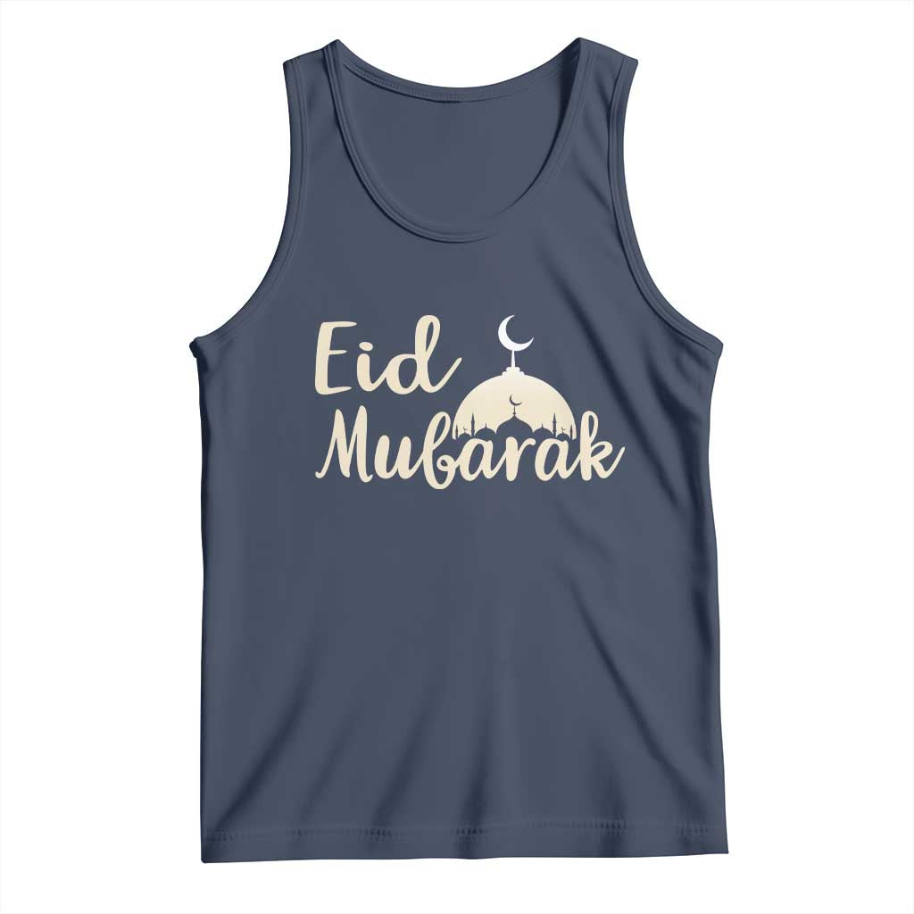 Eid Mubarak Mosque Silhouette Tank Top Islamic Holiday Celebration TS02 Navy Print Your Wear