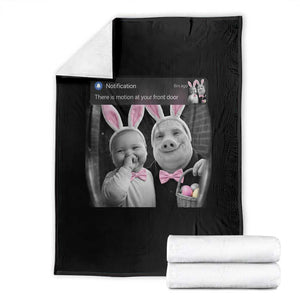 Funny Easter AI Baby with John Pork Meme Throw Blanket There Is Motion at Your Front Door Notification Humor TS02 Black Print Your Wear