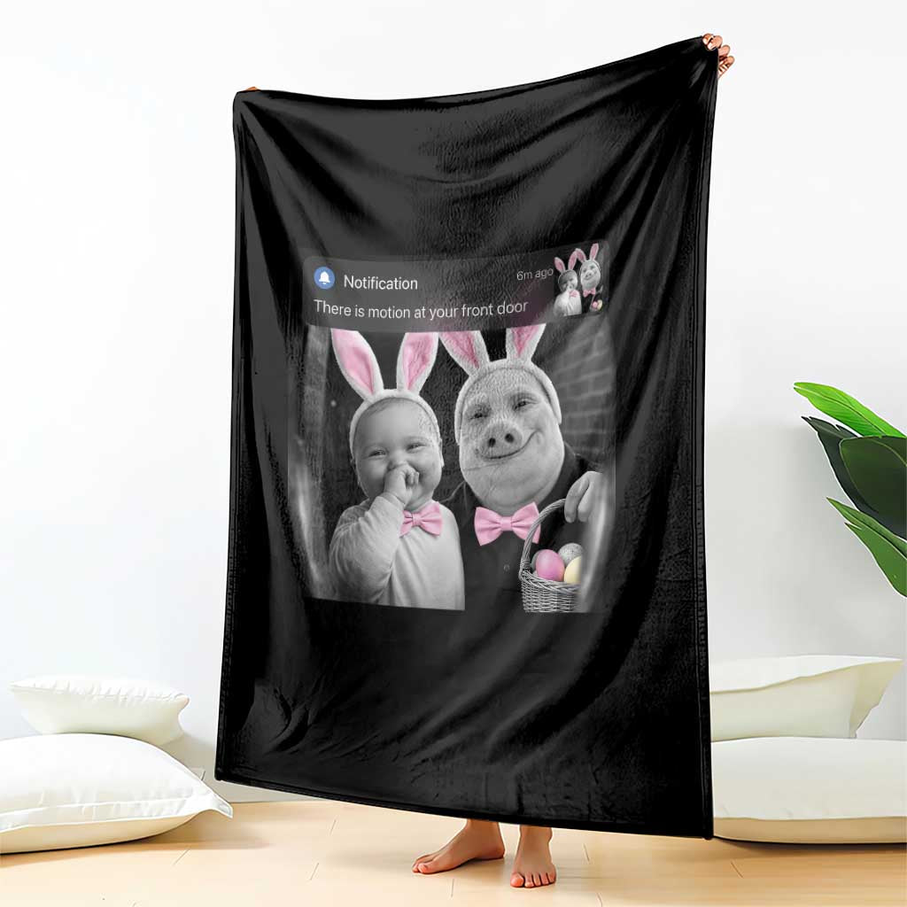 Funny Easter AI Baby with John Pork Meme Throw Blanket There Is Motion at Your Front Door Notification Humor TS02 Print Your Wear