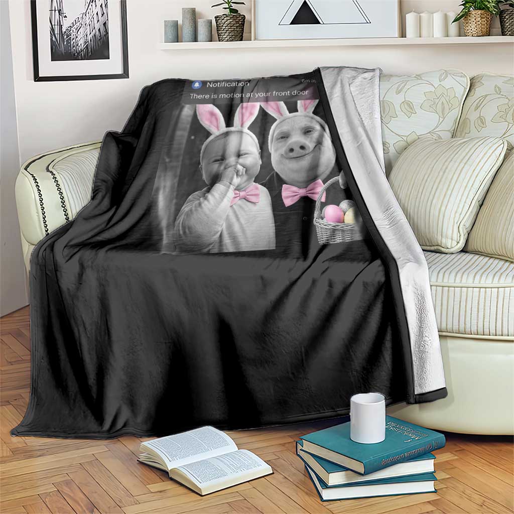 Funny Easter AI Baby with John Pork Meme Throw Blanket There Is Motion at Your Front Door Notification Humor TS02 Print Your Wear