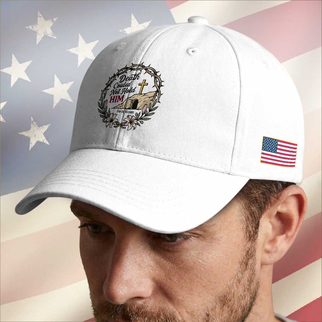 Death Could Not Hold Him Jesus Christian Easter Baseball Cap He Is Risen Faith Message TS02 Print Your Wear