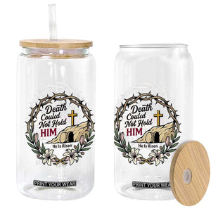 Death Could Not Hold Him Jesus Christian Easter Glass Can He Is Risen Faith Message TS02 Print Your Wear