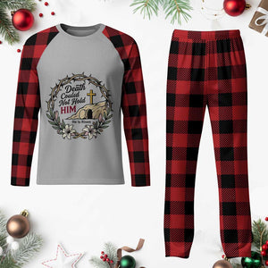 Death Could Not Hold Him Jesus Christian Easter Plaid Pajama Set He Is Risen Faith Message TS02 Buffalo Plaid Print Your Wear