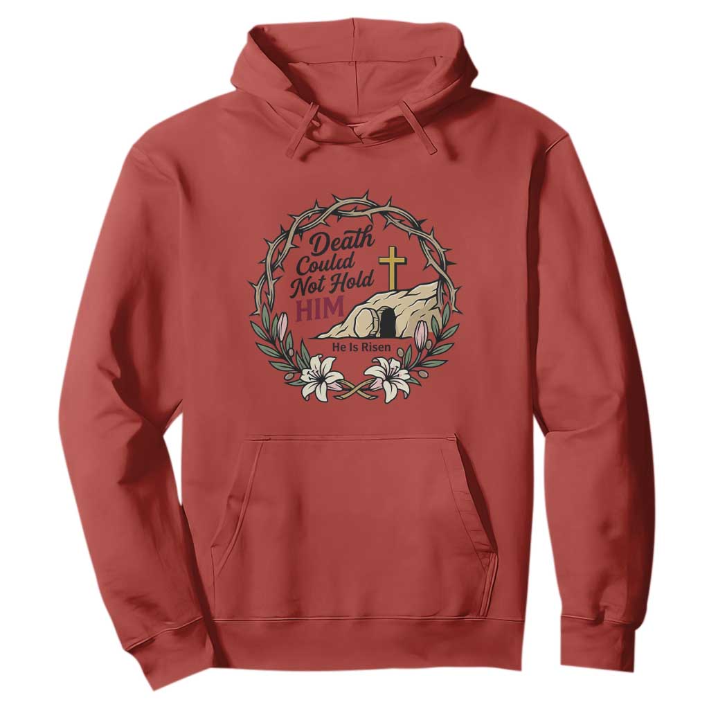 Death Could Not Hold Him Jesus Christian Easter Hoodie He Is Risen Faith Message TS02 Red Print Your Wear