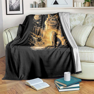 Mystical Moonlit Bunny Graphic Throw Blanket Glowing Rabbit Under Full Moon Waterfall Nature Scene TS02 Print Your Wear