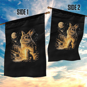 Mystical Moonlit Bunny Graphic Garden Flag Glowing Rabbit Under Full Moon Waterfall Nature Scene TS02 Print Your Wear