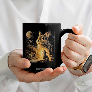 Mystical Moonlit Bunny Graphic Coffee Mug Glowing Rabbit Under Full Moon Waterfall Nature Scene TS02 Print Your Wear
