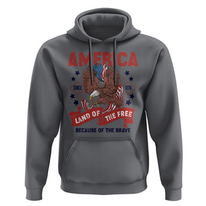 Patriotic American Eagle Hoodie Land Of The Free Because Of The Brave 1776 US Pride 4th of July TS02 Charcoal Print Your Wear