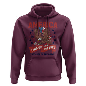 Patriotic American Eagle Hoodie Land Of The Free Because Of The Brave 1776 US Pride 4th of July TS02 Maroon Print Your Wear