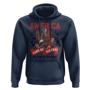 Patriotic American Eagle Hoodie Land Of The Free Because Of The Brave 1776 US Pride 4th of July TS02 Navy Print Your Wear