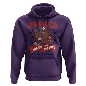 Patriotic American Eagle Hoodie Land Of The Free Because Of The Brave 1776 US Pride 4th of July TS02 Purple Print Your Wear