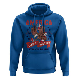 Patriotic American Eagle Hoodie Land Of The Free Because Of The Brave 1776 US Pride 4th of July TS02 Royal Blue Print Your Wear